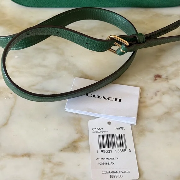 Kelly Green Coach Marlie Top Handle - Picture 4 of 5